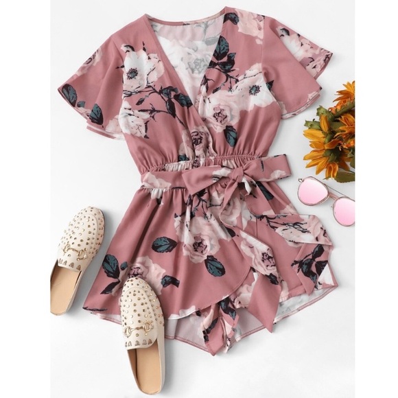 WILA Pants - WILA Pink Floral Print Romper